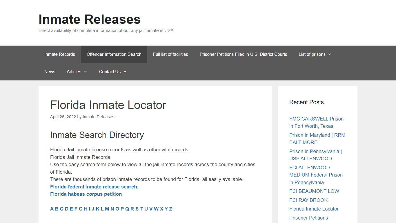Florida Inmate Locator – Inmate Releases